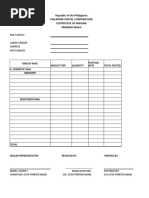 Republic of The Philippines Philippine Postal Corporation Certificate of Mailing Franked Mails