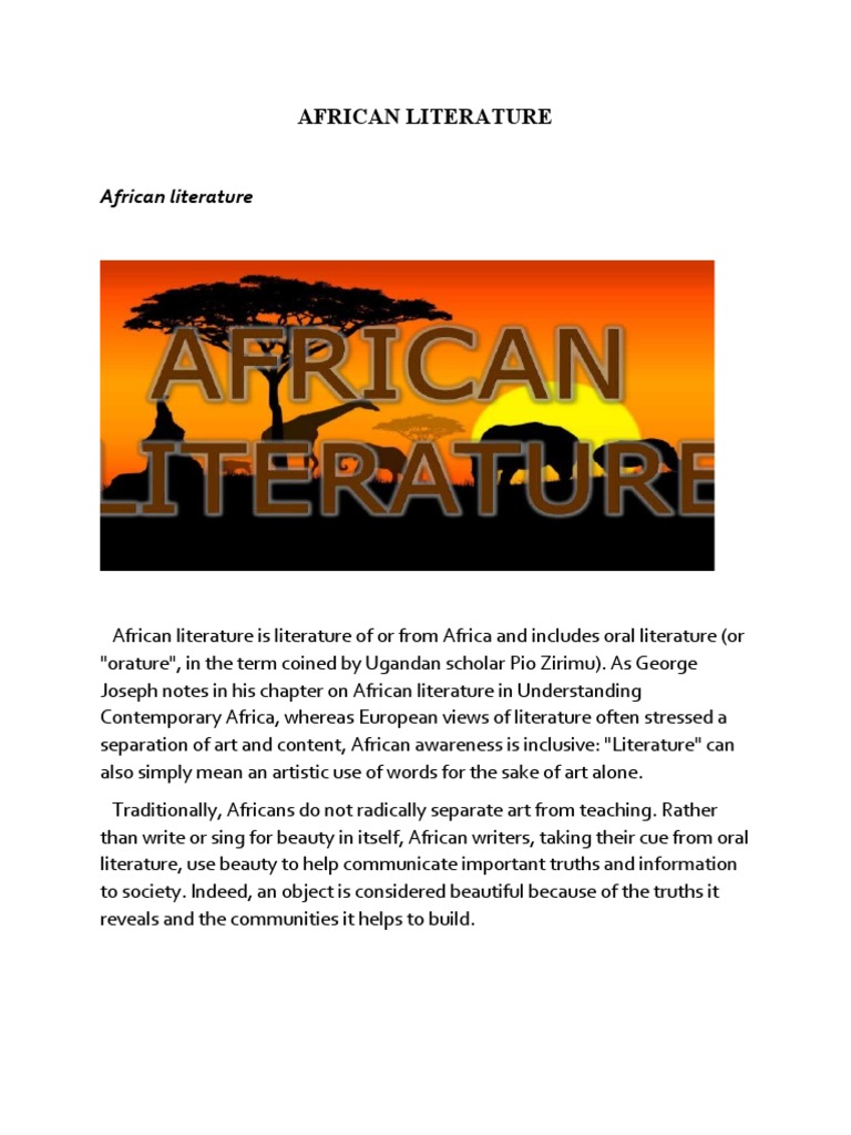 African Literature PDF African Literature Poetry
