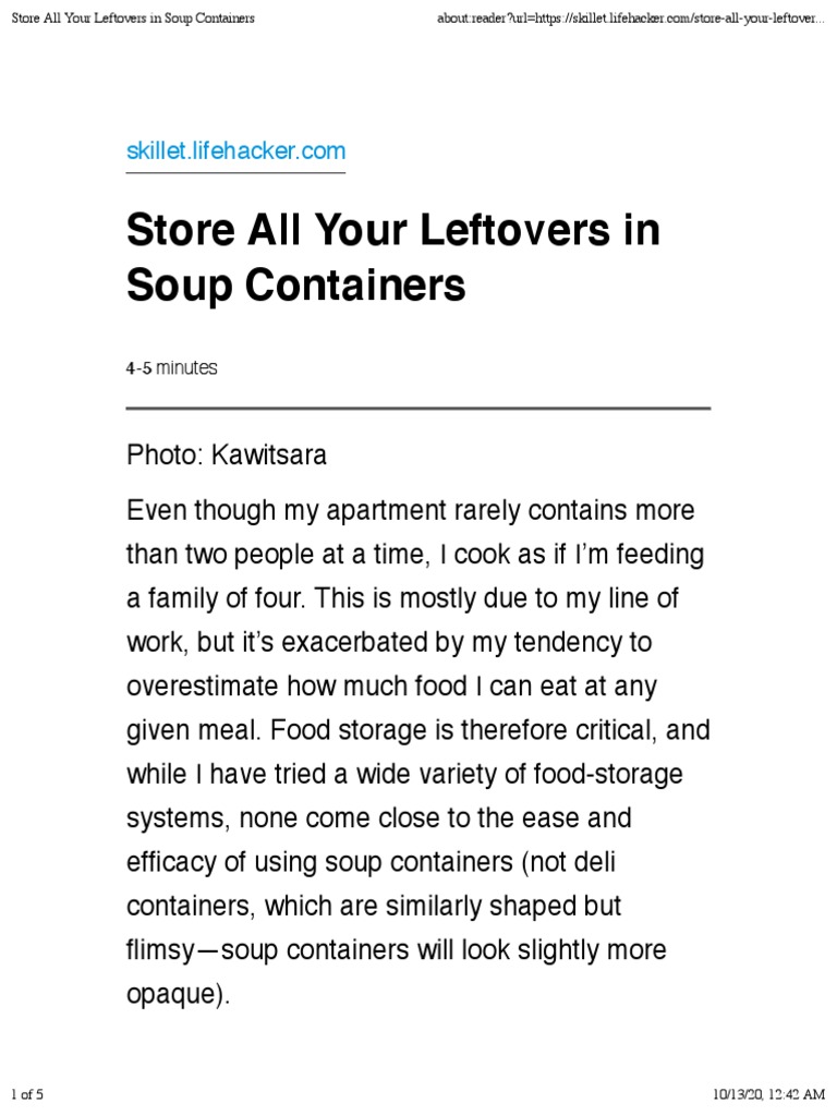 Store All Your Leftovers in Soup Containers PDF Refrigerator Foods