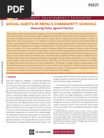 Social Audits in Nepal'S Community Schools: Measuring Policy Against Practice
