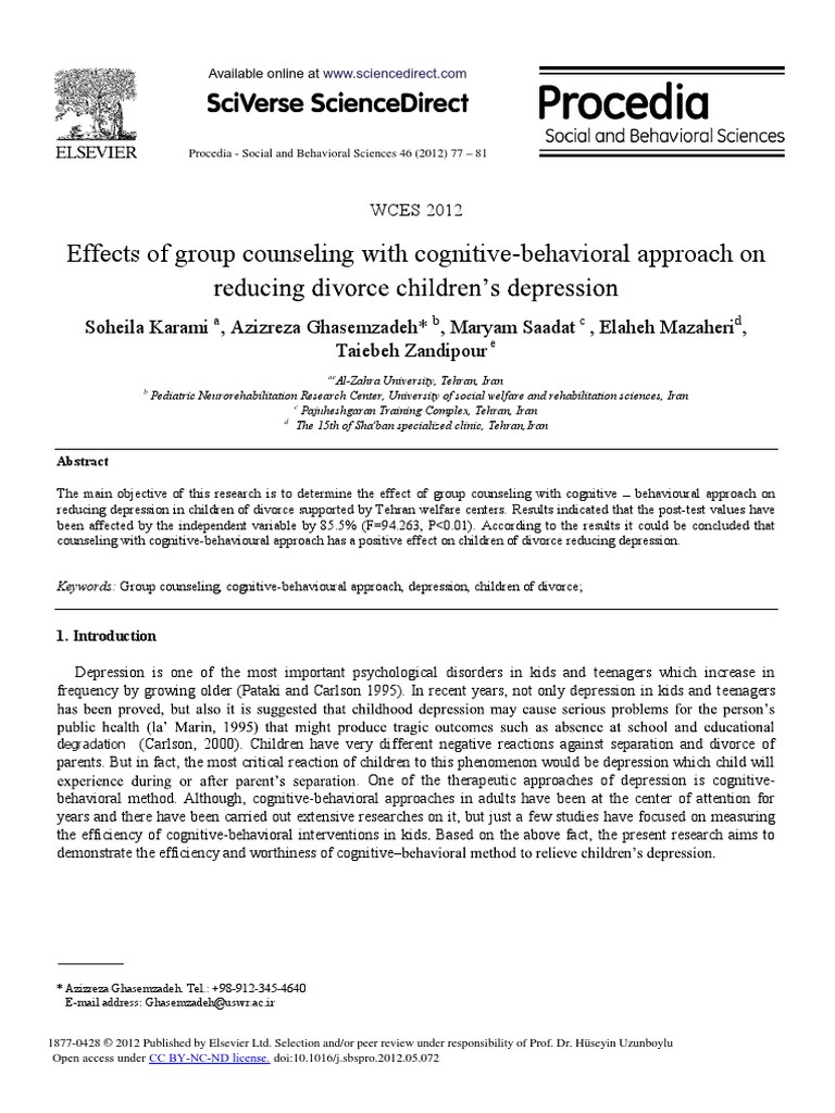 Effects of Group Counseling With Cognitive-Behavioral Approach On | PDF ...