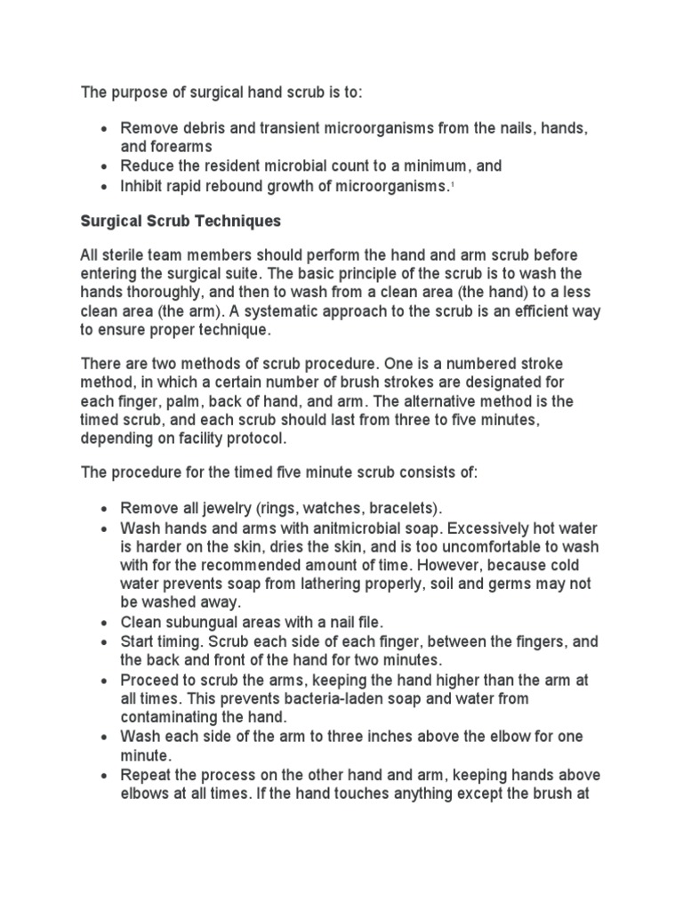 The Purpose of Surgical Hand Scrub Is To PDF Surgery Infection Control