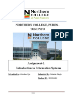 Northern College, Pures - Toronto: Submitted To: Abiodun Ojo Submitted By: Satinder Singh Student ID: 201904413