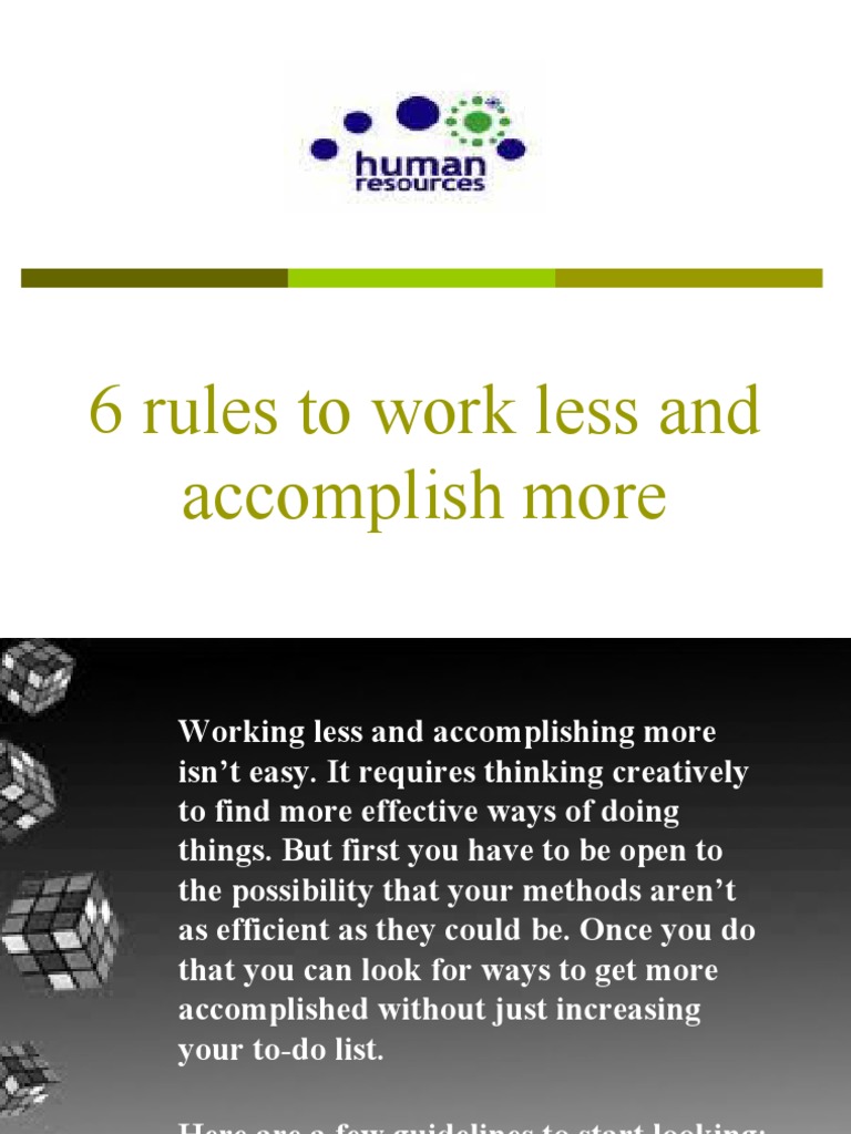 6 Rules for Working Less, Achieving More | PDF | Time Management ...