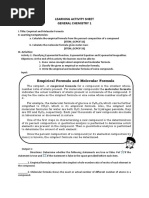 Learning Activity Sheet General Chemistry 1: Empirical Formula and Molecular Formula