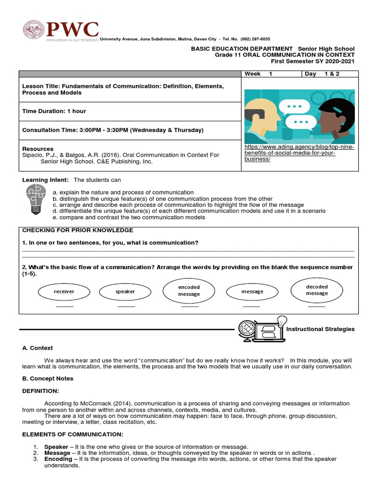 Grade 11 Oral Communication Basics | PDF | Communication | Information