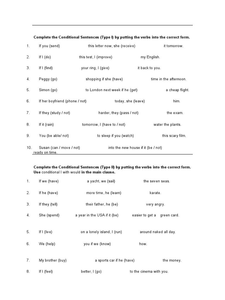 Conditional Sentences Exercises | PDF