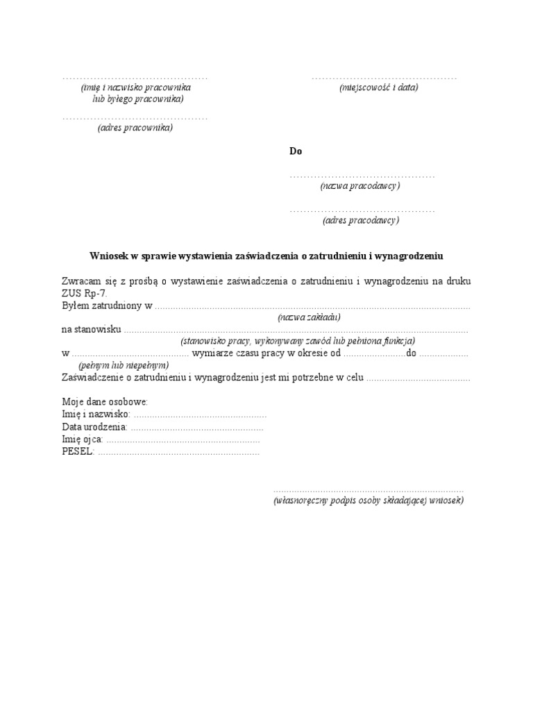 Wniosek rp7 1 | PDF