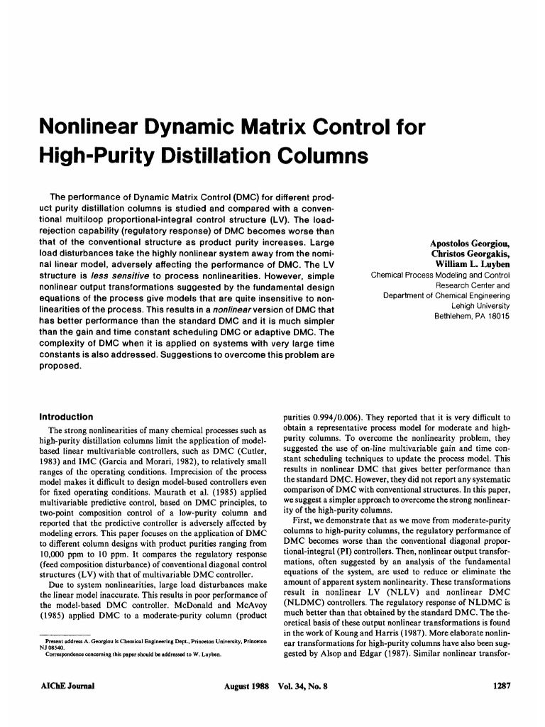 Nonlinear Dynamic Matrix Control For Hig PDF | PDF | Control Theory ...