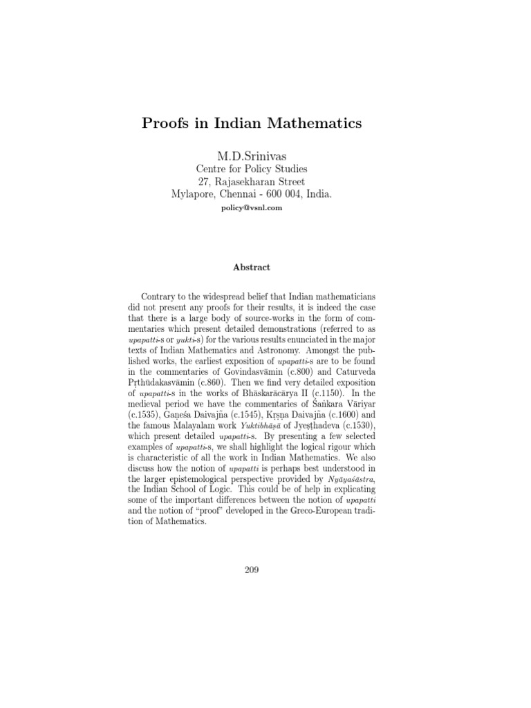 Revealing the Rigorous Logical Proofs in Ancient Indian Mathematics: A ...