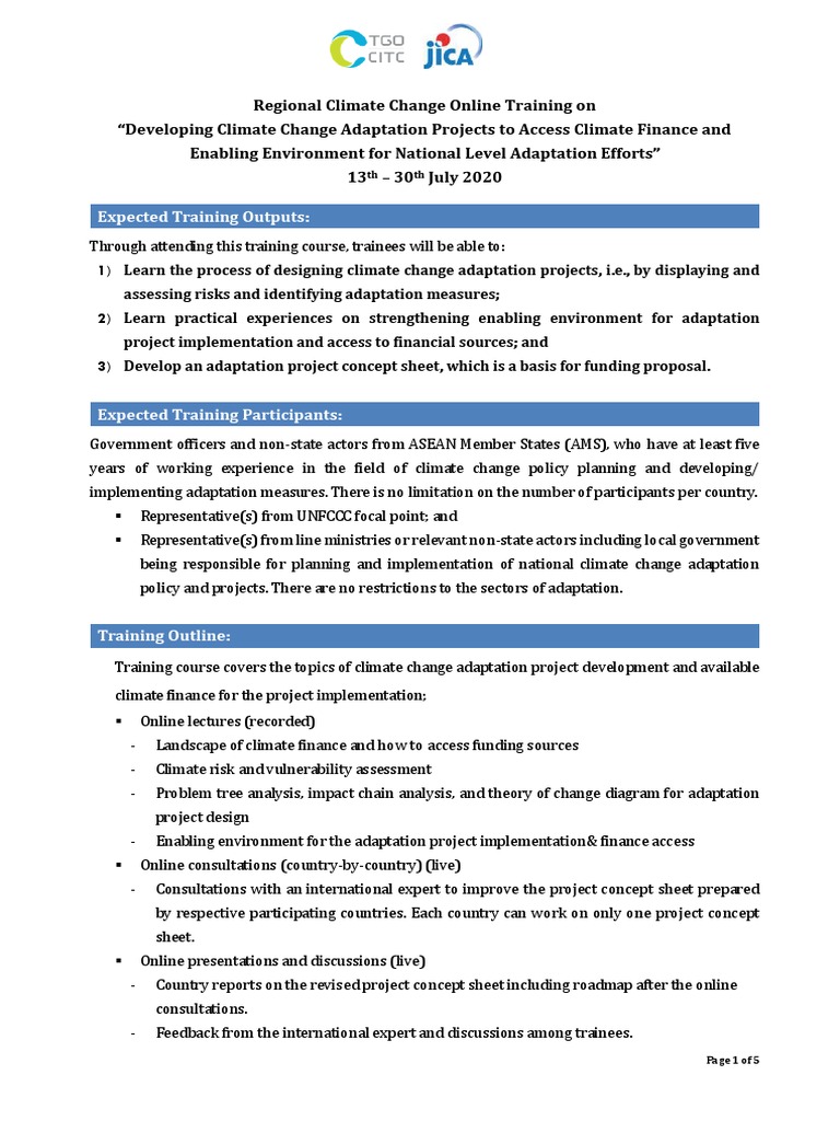 Climate Adaptation Finance Training | PDF | Global Warming | Risk