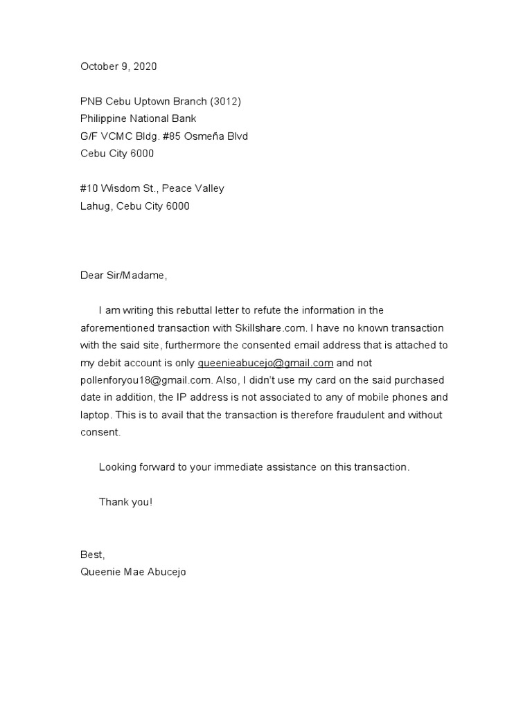 Sample Legal Rebuttal Letter PDF