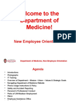 Welcome To The Department of Medicine!: New Employee Orientation