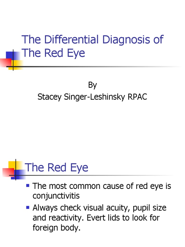 Red Eye Differential Diagnosis Guide | PDF | Glaucoma | Human Eye