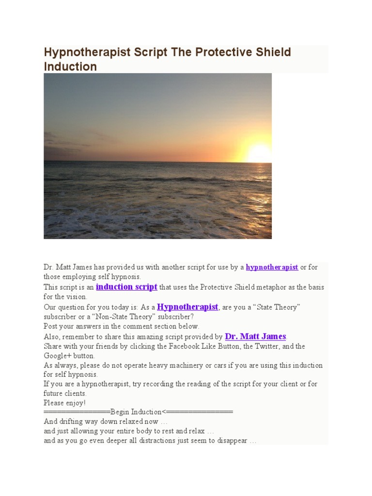 Hypnotherapist Script The Protective Shield Induction PDF
