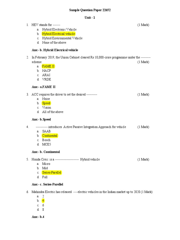 Etm MCQ All PDF Hybrid Electric Vehicle Steam