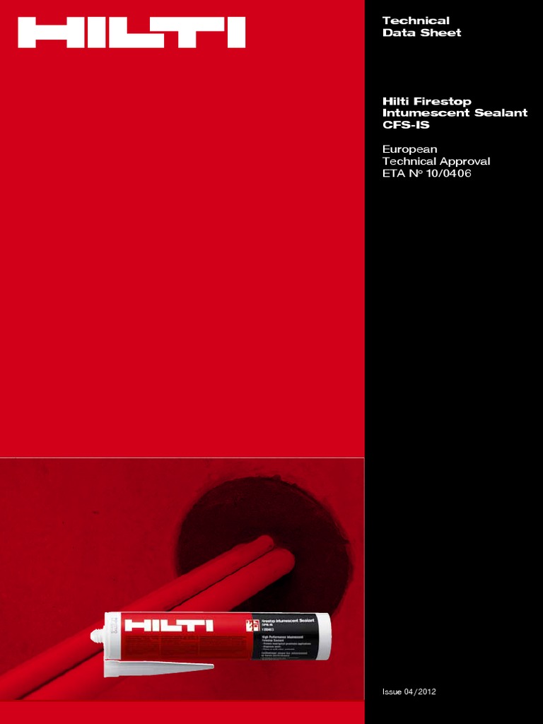 Hilti Firestop Intumescent Sealant CFSIS Issue 04 / 2012 PDF