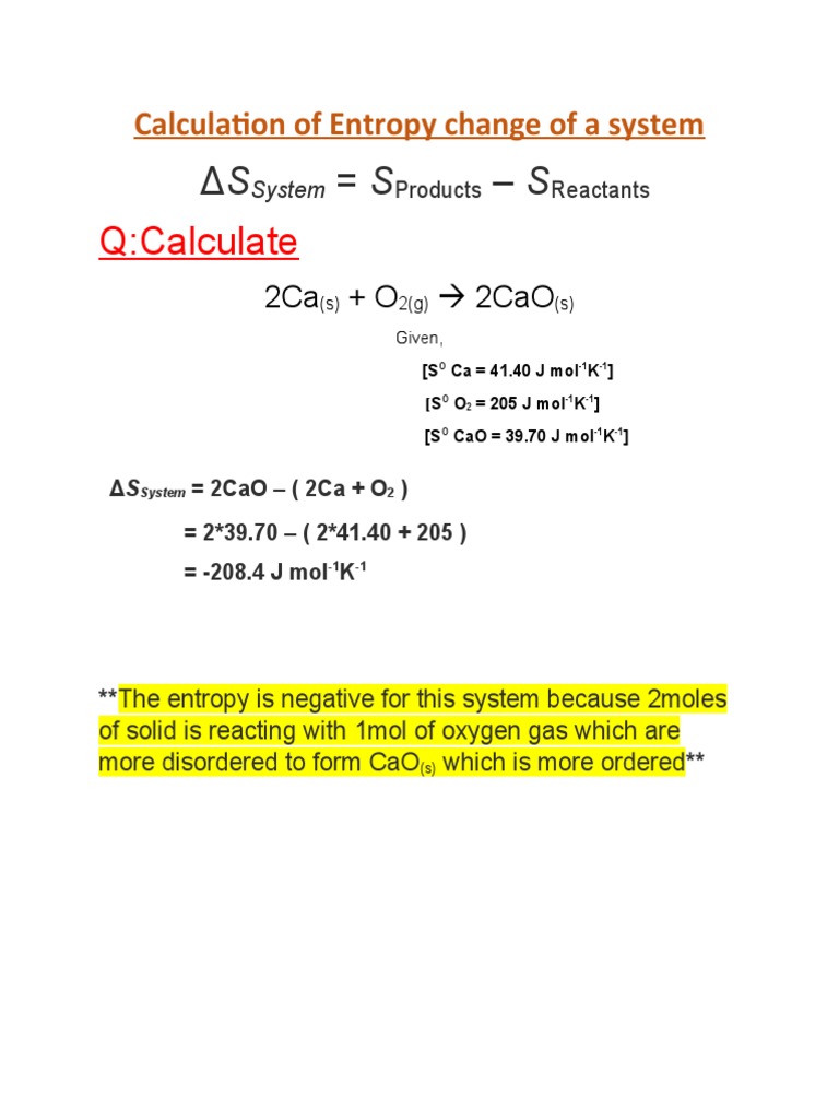 5.calculation of Entropy Change of A System | PDF | Science ...