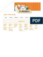 Planificación Semanal. Menú Ligero