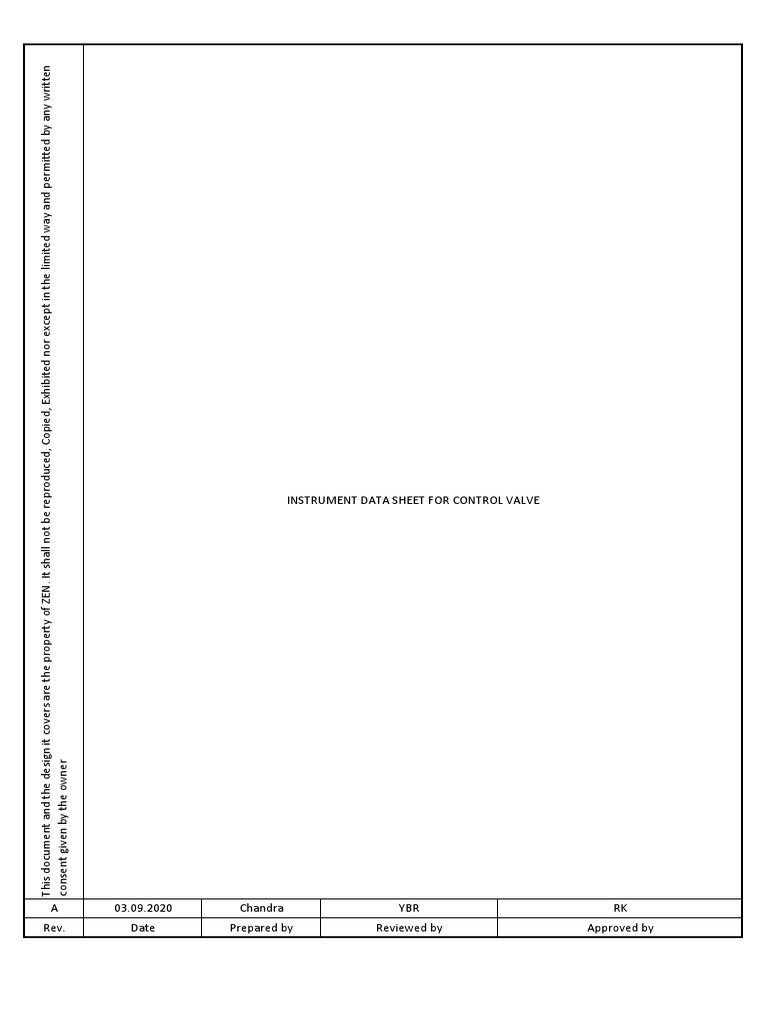 Control Valve Instrument Data Sheet | PDF | Valve | Gas Technologies