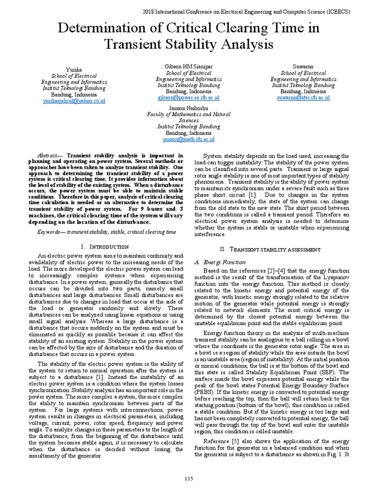 Critical Clearing Time in Power Systems | PDF | Stability Theory ...
