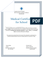 Medical Certificate For School