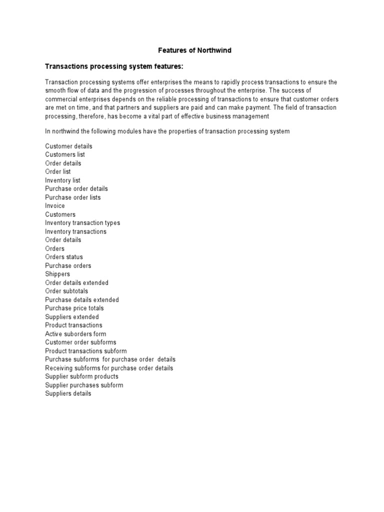 Features of Northwind | PDF | Decision Support System | System