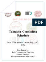 Tentative Counseling Schedule: Joint Admission Counseling (JAC) 2020