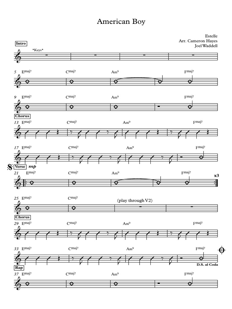American Boy: Estelle Arr. Cameron Hayes Joel Waddell | PDF | Musical ...