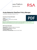 Rsa Netwitness Platform: Aruba Networks Clearpass Policy Manager