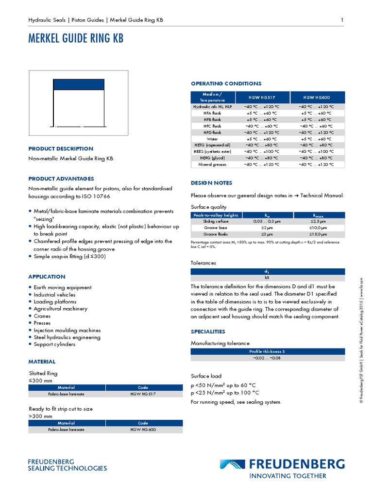 Merkel Guide Ring KB Operating Conditions PDF Mechanical