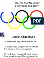 Complete The Starter Sheet On The Olympics and Sport