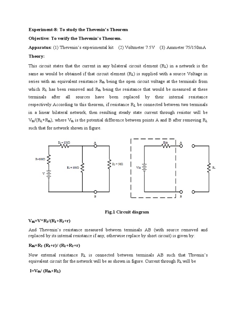 Thevenin’s Theorem Lab Guide | PDF | Electrical Network | Voltage