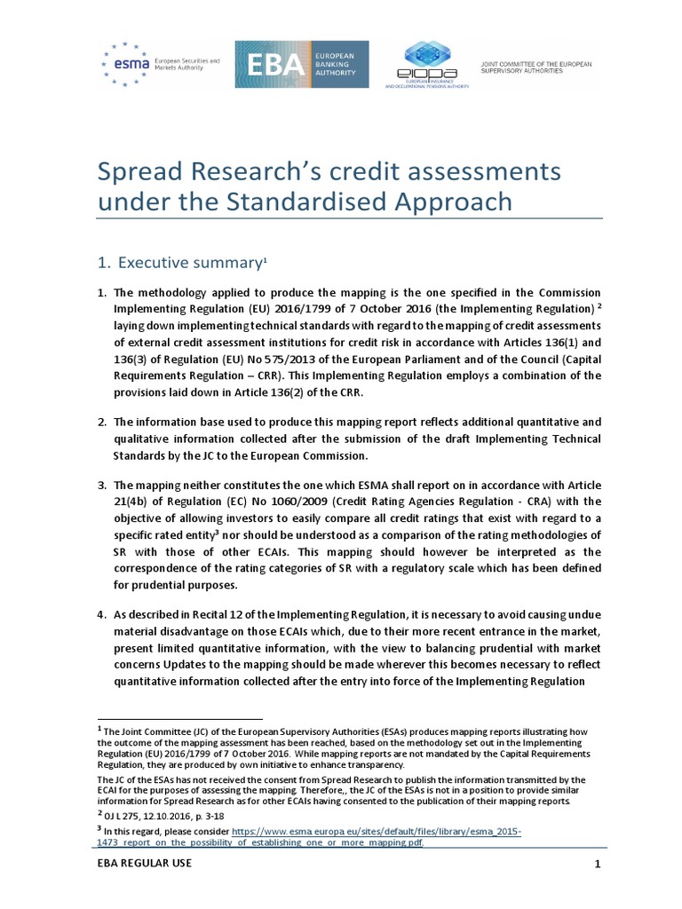 EBA Mapping of Spread Research Ratings | PDF | Credit Rating | Bond ...