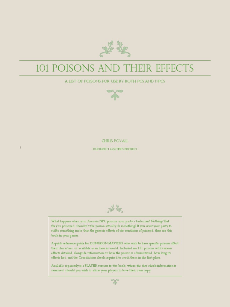 D&D Poison Reference Guide | PDF | Leisure