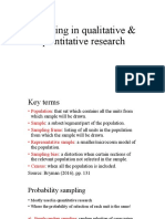 Sampling in Qualitative & Quantitative Research