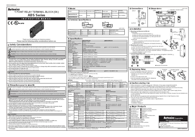 1-Point Relay Terminal Block Manual | PDF | Relay | Electrical Connector