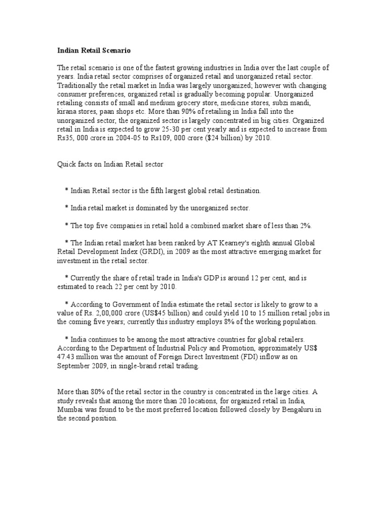 Indian Retail Sector Growth Insights | PDF | Retail | Grocery Store