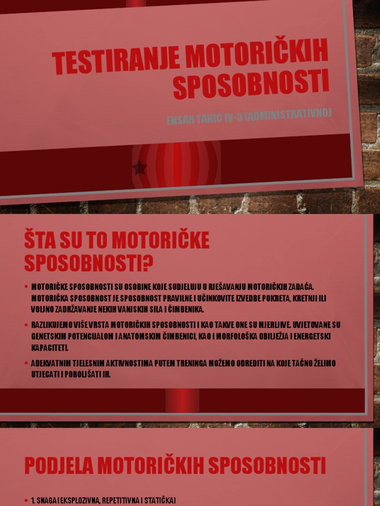 Motoričke Sposobnosti | PDF