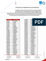 Notificación por aviso de la prescripción de cuota monetaria