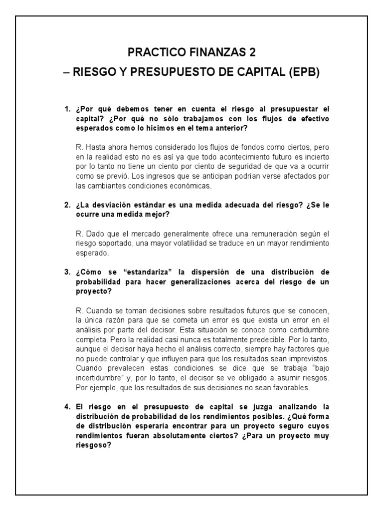 Riesgo y Presupuesto de Capital en Finanzas | PDF | Riesgo | Valor ...