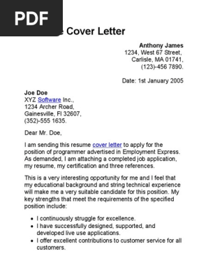 sameple Resume Cover Letter