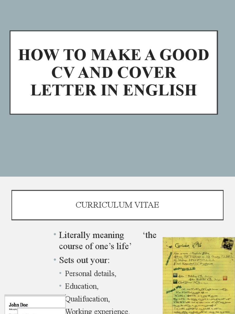 How To Make A Good CV and Cover Letter in English | PDF | Résumé | Cognition