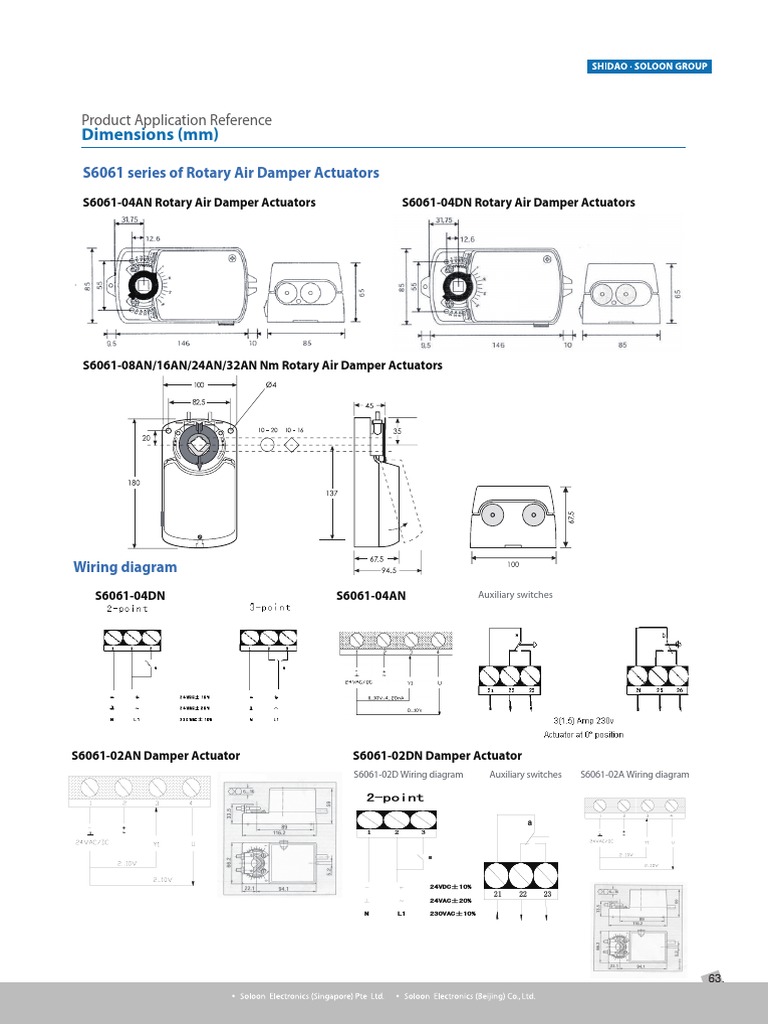 S6061 Rotary Air Damper Actuators Guide | PDF | Switch | Electronics