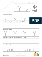 Printing Letter y Worksheet