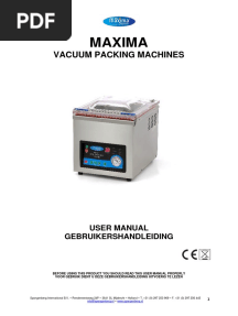 Maxima Vacuum Packing Machines User Manual