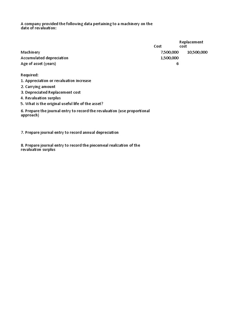 Calculating Revaluation, Depreciation, and Journal Entries for