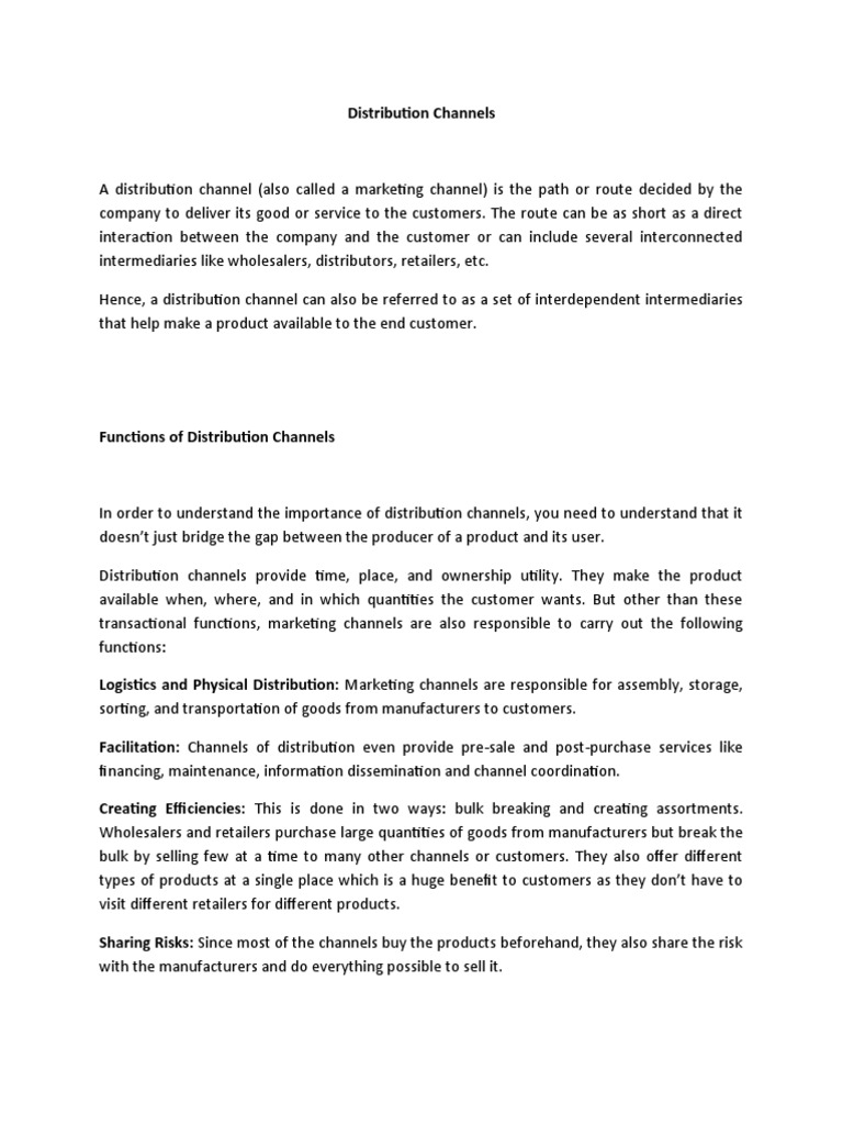 Understanding Distribution Channels | PDF | Media Manipulation | Retail