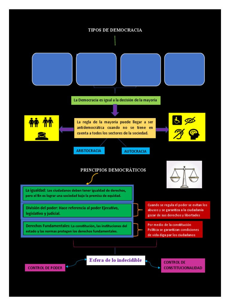Tipos y Principios de Democracia | PDF | Ciencias sociales | Derecho