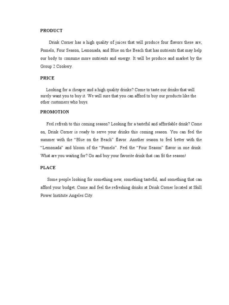 4Ps Business Plan | PDF